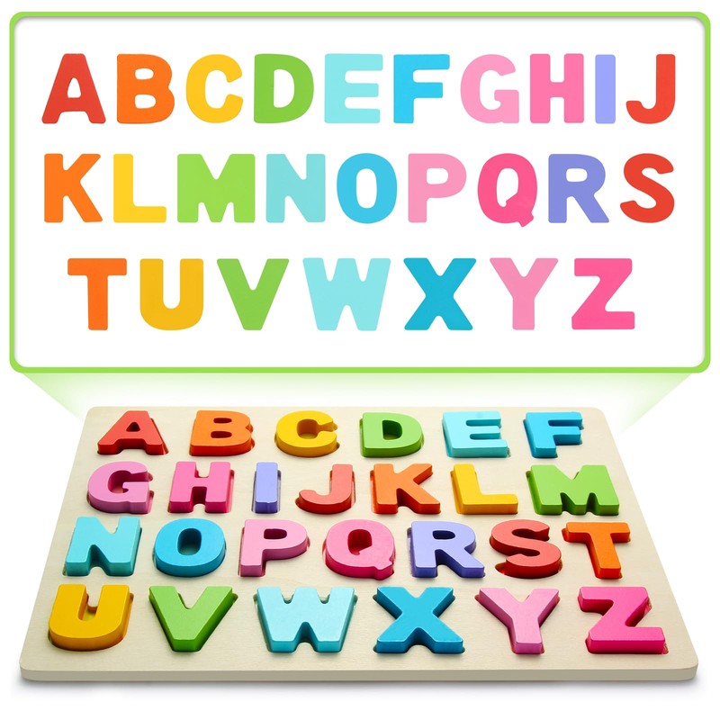 Wooden Puzzles for Toddlers, ABC Alphabet Puzzle, Learning Toys, Preschool