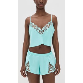 Bluebella Women's Leonora Luxury Satin Cami and Short Set, Island Paradise Blue/Sheer, XS
