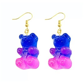 Gummy Bear Earrings, Cute Novelty Dangle Style in an Organza Gift Bag