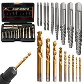 Coobeast 18pcs Screw Extractor Set and Left Hand Drill Bits for Removing Broken Bolt Extractor Kit, Easy Out Screw Extractor Set, Screw Remover Tool with Storage Case, Gifts for Men, Dad and Husband