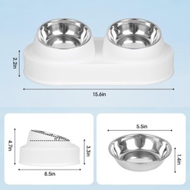 Cat Food and Water Bowl Set, Elevated Cat Food Bowls Stainless Steel, Raised and Tilted Cat Bowls for Cats and Small Dogs
