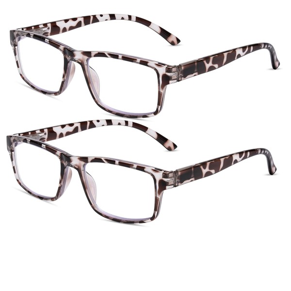 Kitchasy 2 Pack Reading Glasses, Leopard Frames Blue Light Blocking