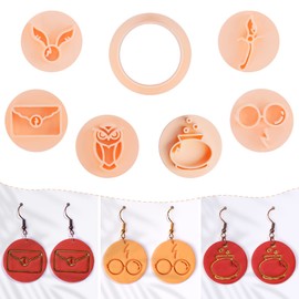 Puocaon Polymer Clay Earring Cutters - 7 Pcs Magic Theme Clay Cutters for Polymer Clay Earrings Making, Admission Letter Magic Potion Clay Cutters, Elves Clay Cutters for Earrings Pendant Making