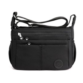 FANDARE Casual Shoulder Bag Women's Lightweight Shoulder Bag Waterproof Nylon for Sports Bag Work Bag Travel Leisure Crossbody Bag, black, vintage
