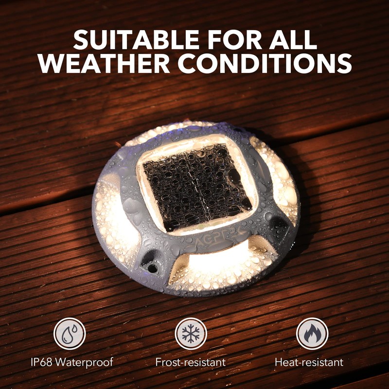 AGPTEK Solar Driveway Lights Outdoor 1 Pack, 2 Color Modes