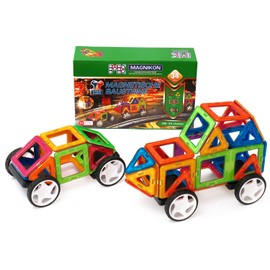 MAGNIKON Magnetic Building Blocks 34 Pieces Magnets Children's Car Magnetic Game Building Blocks Children Ideal as Magnets Children's Toy for Promoting Creativity Motor Skills Toy from 3 Years