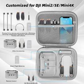 Libershine Mini 4K Bag, Carry Bag, Travel Bag, Compact Travel Bag for DJI Mini 4K/ 2 SE Fly More Combo Drone Accessories, with Carrying Strap, Grey, gray