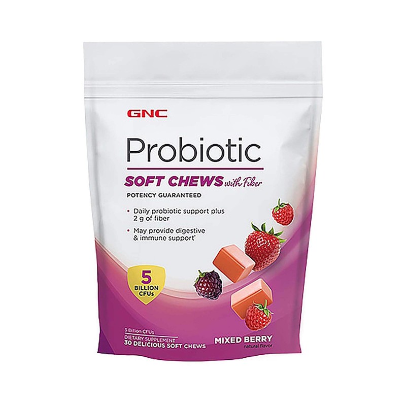 GNC Probiotic Soft Chews with Fiber - Mixed Berry, 30