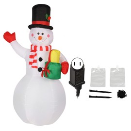 1.5m Height Inflatable Snowman Christmas Decorations Blow Up Snowman with Rotating Colored LEDs for Outdoor Yard US Plug 100‑240V