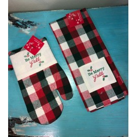 Holiday Style Kitchen Towel /Oven Mitt /Pot Holder**Be Merry Y'all**(2=$14)