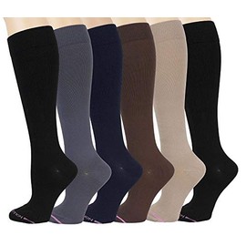 Dr Motion Ladies 6 Pair Pack Compression Socks (Assorted), Assorted, Size 9.0