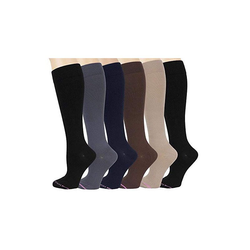 Dr Motion Ladies 6 Pair Pack Compression Socks (Assorted), Assorted,