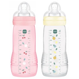 MAM Easy Active 2 Baby Bottles 2ème Âge 330 ml 6 Mois et + Débit Très Rapide