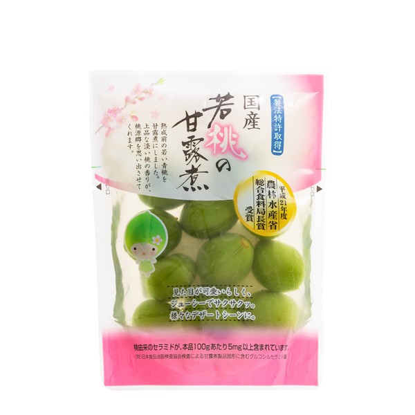Abukuma Foods Japanese Young Peaches Boiled with Honeydew, 3.5 oz (100 g) x 3