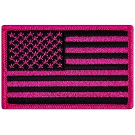 Quality Patch AMERICAN FLAG EMBROIDERED PATCH PINK/BLK  - 4PC iron on sew on  3"x2"