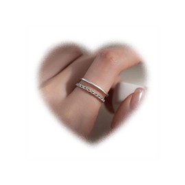 Crymystal Bohemian Style Einfacher Ring Silber Kette Knöchel Ring Schichtgeöffnete Finger Ring Vintage Stapel Ring Verstellbare Ring Schmuck für Frauen und Mädchen Geschenk