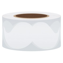 Hybsk 8cm x 4cm White Mustache Stickers Moustache Party Baby Shower Little Man Themed Party Father's Day Bow tie Party Labels Total 200 Per Roll (White)