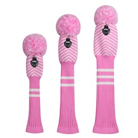 Knitted Pom Pom Golf Headwear Set for Driver Wood, Fairway and Utilities, Driver Headcases, Wooden Headcases, Other Club Headcovers