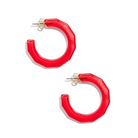 ZENZII Colorful Resin Acrylic Textured Flat Hoop Earring for Women Girls, Resin, No Gemstone