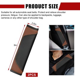 povtii 2 PCS Car Seat Belt Cover, Carbon Fiber Leather Auto Seat Belt Pads Cover, Safety Seatbelt Shoulder Strap Covers Protect Your Neck and Shoulder, Universal Car Accessories (Black+Coffee)
