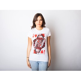 Womens Queen of Hearts T Shirt Funny Vintage Graphic Cool Cute Tee for Ladies Funny T Shirts Love Tops for Women Women's Novelty Tees White S