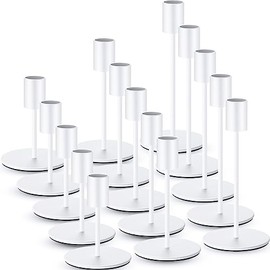 Sieral Candelabros Cónicos a Granel, Juego de Candelabros Decorativos Modernos de Metal para Bodas, Aniversarios, Hogar, Comedor, Mesa, Centro de Mesa, Fiesta de Navidad(Blanco Mate,15)