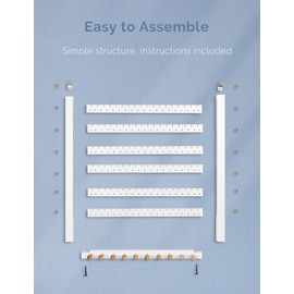 Mymazn Easy Assemble Solid Beech Wood Earring Hanging Necklace Holder Hanger Wall Mount Jewelry Organizer Rings Scruncies Organization