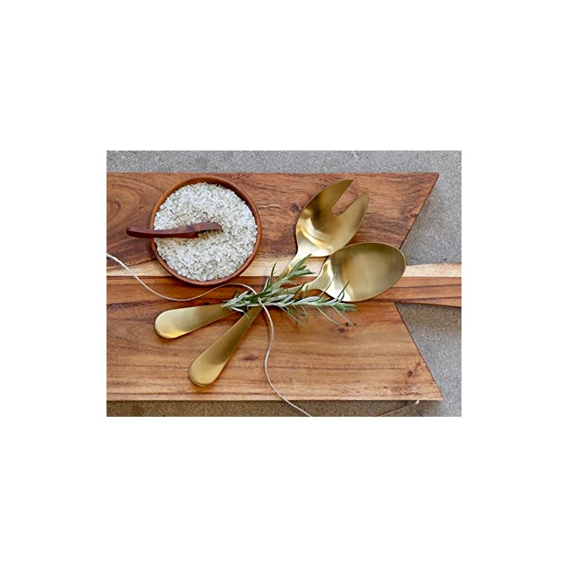 Chic Antique Nordique Salad Servers Set of 2 Gold Stainless