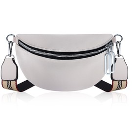 Aucenix Bum Bag Women's Crossbody Bags - Belt Bag Handbag with Wide Strap for Girls, Fashion Waist Bag with Adjustable Strap, Stylish Cross Bag with Premium PU Leather, White, Fashion
