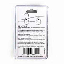 Daytona Helmets Motorcycle Helmet Lock - Retractable Cable Lock, Matte Black - 3-Digit Combination Lock for Helmets, Ski, Bike, Luggage, and Stroller Security