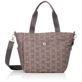 You By Ungaro UULH1SH2 2-Way Tote M, Nylon, Jacquard with Logo, Lightweight, Hand, Long Shoulder, Zipper Closure, Many Pockets, Simple, Adult Casual, Travel,, charcoal gray