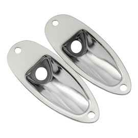 Musiclily Basic Vessel Strat Jack Plate for Electric Guitar, Chrome (Pack of 2)