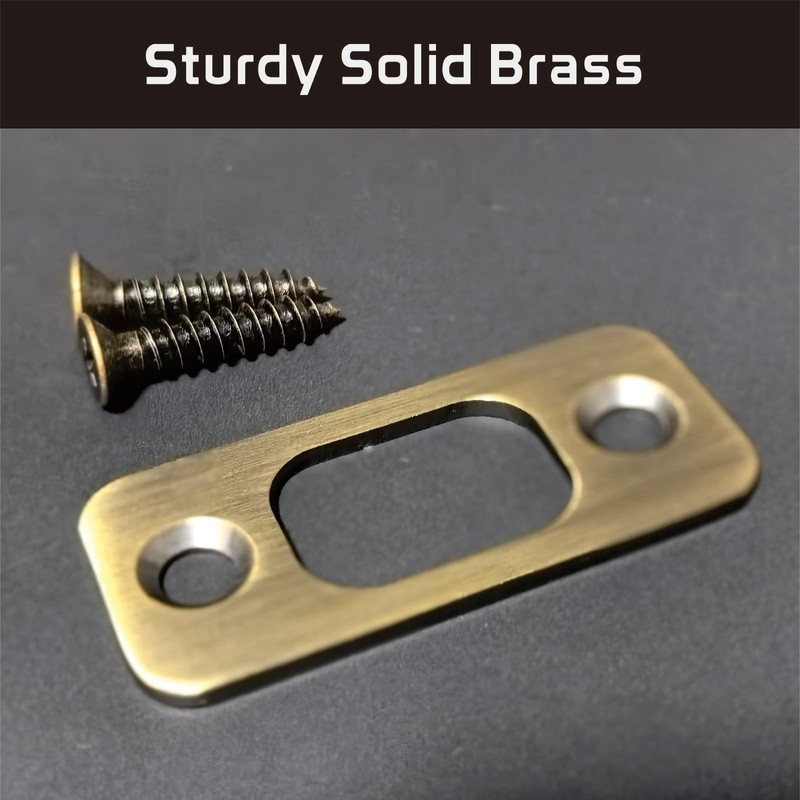 Siwil Deadbolt Strike Plate, Antique Brass Door Backplate 1" X