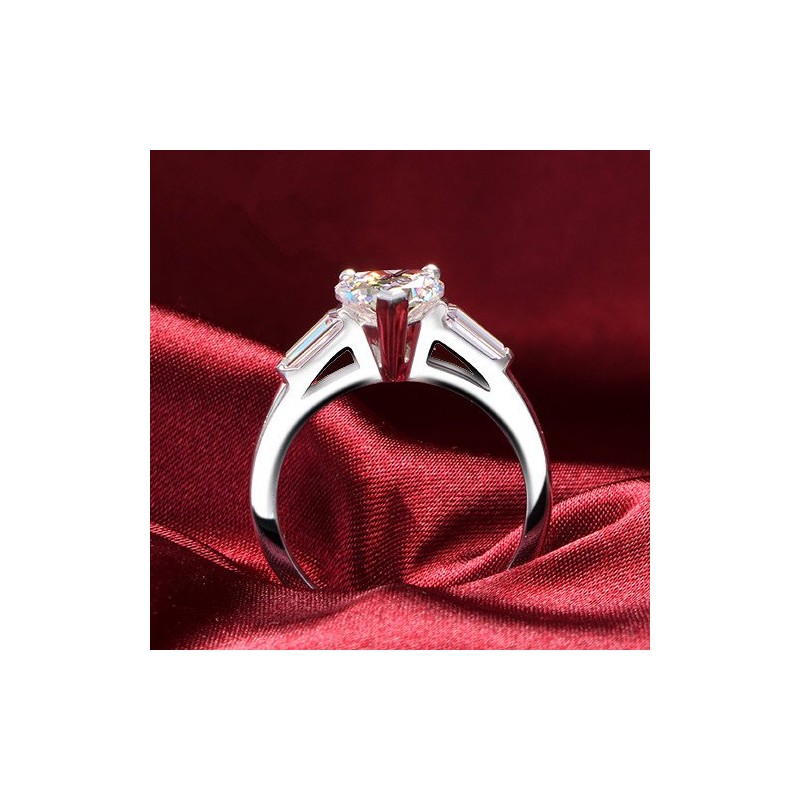 Solid Silver 2CT NSCD Simulate Heart Diamond Ring for Women