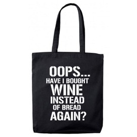 Lolmugs Oops Have I Bought Wine Again 100% Cotton Black 38x42cm Tote Bag