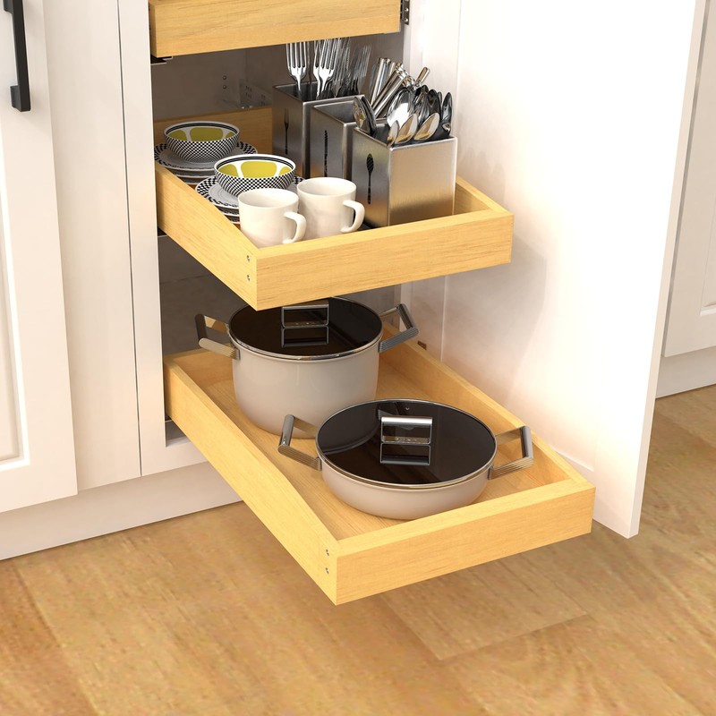 Wooden Pull out Cabinet Organizer 15" W x 21" D