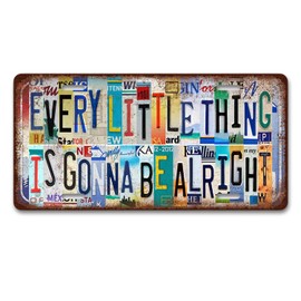 Funny Metal Sign Vintage Tin Sign, Inspirational Gifts for Women Men, Retro Metal Poster Wall Decor, Motivational Encouragement Positive Gift 12 x 6 Inches - Every Little Thing Gonna Be Alright