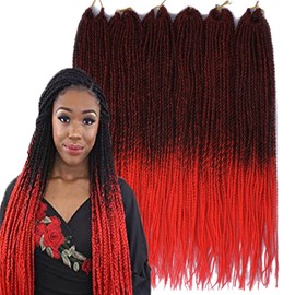 Palace hair 6Pack/LOT Senegalese Twist Crochet Hair Braids Small Easy Twist Crochet Braiding Hair 2S Senegalese Twists 14 inch 18inch 24inch 30strands/pack Hairstyles For Black Women color… (18inch, T1B/red#)