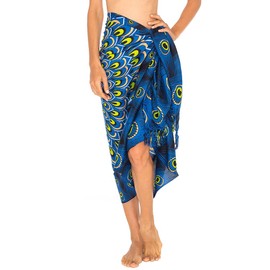 SHU-SHI Funda para traje de baño de playa para mujer, diseño de mandala y pavo real, Azul/Lima, Talla única