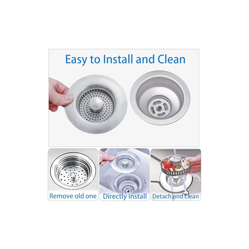 Sink Drain Strainer - Sink Stopper for Kitchen Drain,3 in