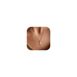 Silver Cross Necklace for Women Silver Plated Cute Cross Pendant Choker Necklaces Simple Trendy Everyday Jewelry