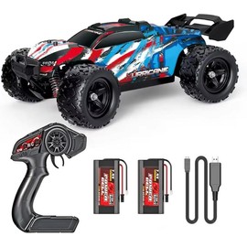Fast RC Cars for Adults, 50KM/H All Terrain 4WD High-Speed Off Road Remote Control Car, 1:18 Scale RC Truck with Rechargeable Batteries, 2.4Ghz Synchronous Control System, Racing Car Toys Gifts Fast Brushless - Battery: 2 Batteries