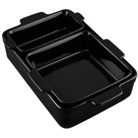 Best Choice Products Bakeware Set, Baking Dish Set, 3-Piece Nonstick, Toxin-Free, Ceramic, Casserole, Bread Loaf, Square Pan, Space-Saving Nesting Design - Black Licorice