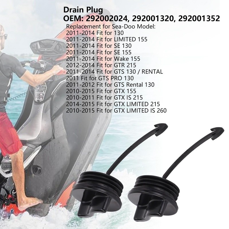 2pcs Universal Drain Plug Replacement Sea DOO Models GTR, GTS,