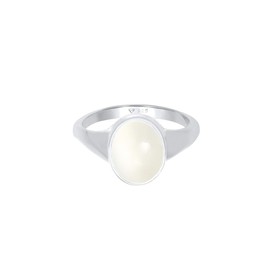 Elli Women's Signet Ring with Moonstone in 925 Sterling Silver Gold-Plated, 58, Sterling Silver, Moonstone