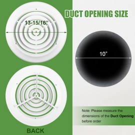 Therwen 4 Pieces 10 Inch Round Vent Cover, Ceiling Diffuser HVAC Vent Duct Cover Replacement with Screws to Install, Fitting in 10 Inch Duct, Outer Dimensions: 13-15/16"