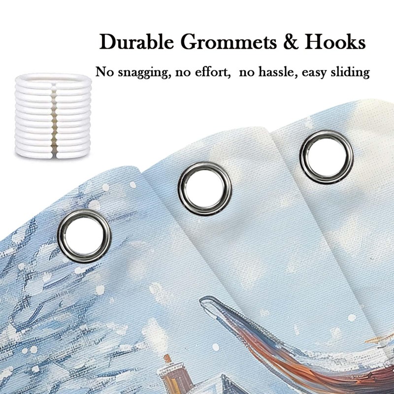 Highland Cow Christmas Shower Curtain, Winter Funny Cute Cow Rustic