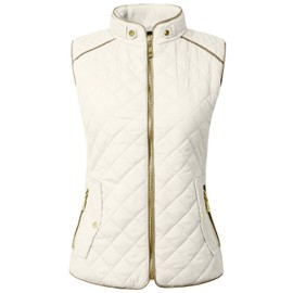 NE PEOPLE Womens Lightweight Quilted Zip Vest, Small, NEWV40WHITE
