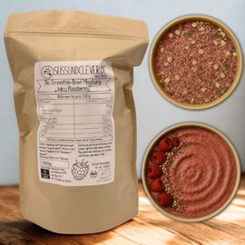 süssundclever.de Organic Smoothie Bowl "Juicy-Raspberry" | 500 g | Vegan | Ready Mix | with Raspberry, Baobab & Maca | No Added Sugar or Flavours | Breakfast | 10 Portions of 50 g