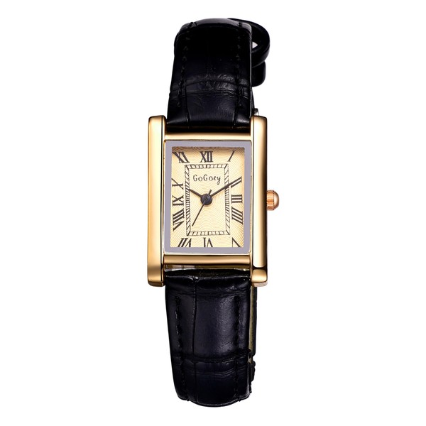 Lancardo Small Wristwatch for Women: Analog Quartz Square Leather Strap